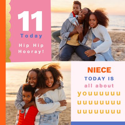 Hip Hip Hooray Photo Upload Birthday Card