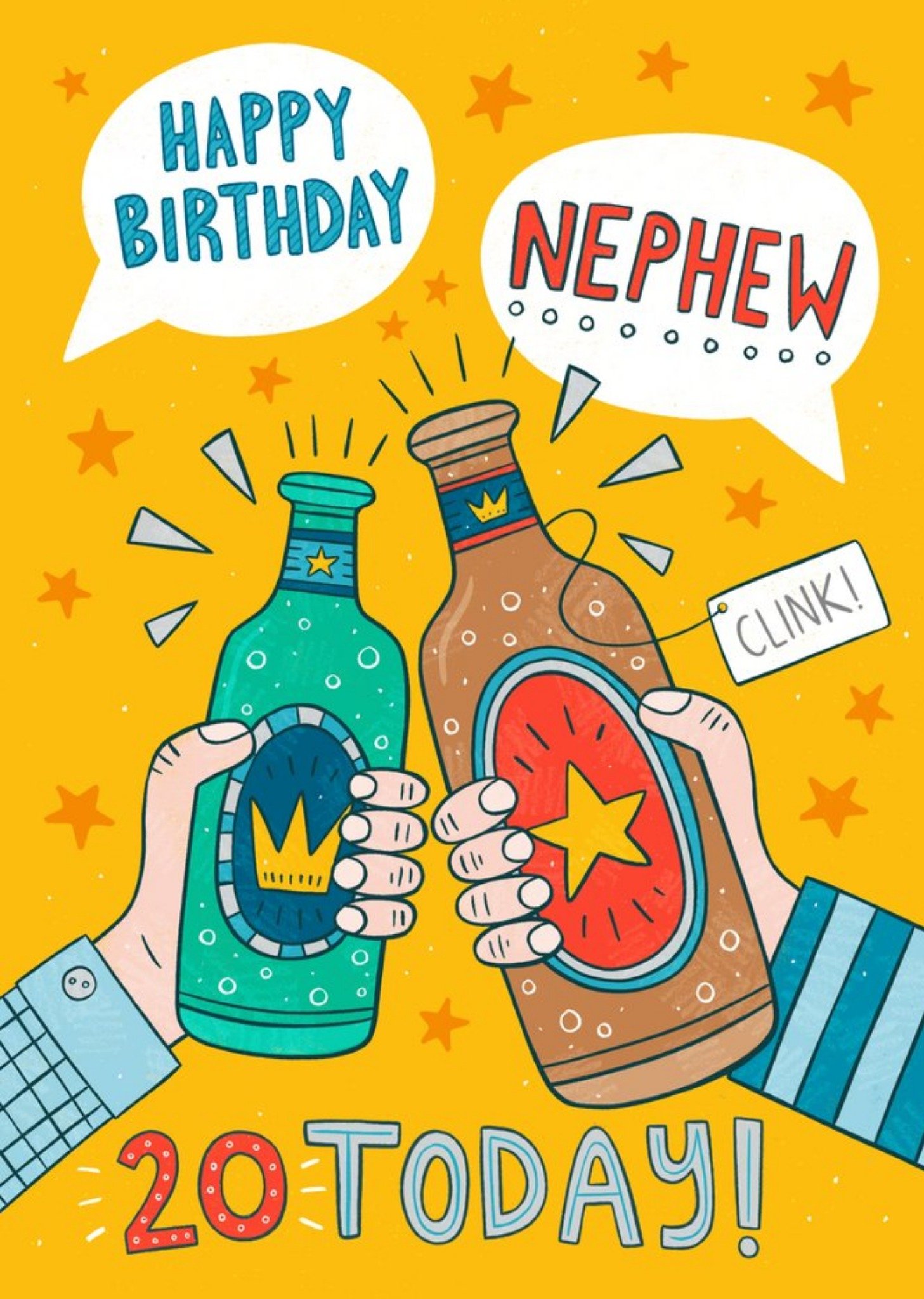 Moonpig Fun Illustration Typographic Happy Birthday Nephew 20 Today Card