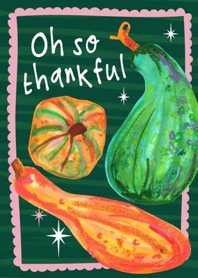 So Thank ful Harvest Gourds Illustration Thanksgiving Card