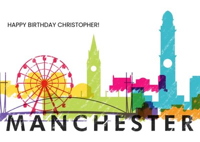 Colourful Manchester Skyline Card