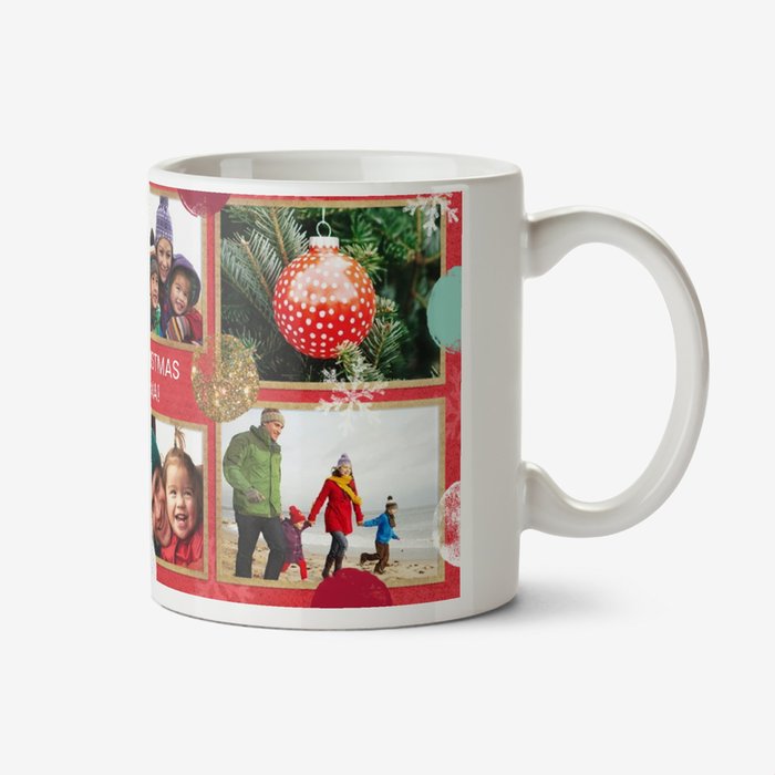 Christmas Spots and Snowflakes Collage Photo Upload Mug