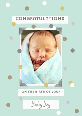 New Baby Boy Photo Upload Congratulations Postcard