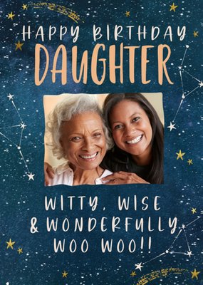 Daughter Witty Wise And Wonderful Woo Woo Photo Upload Birthday Card