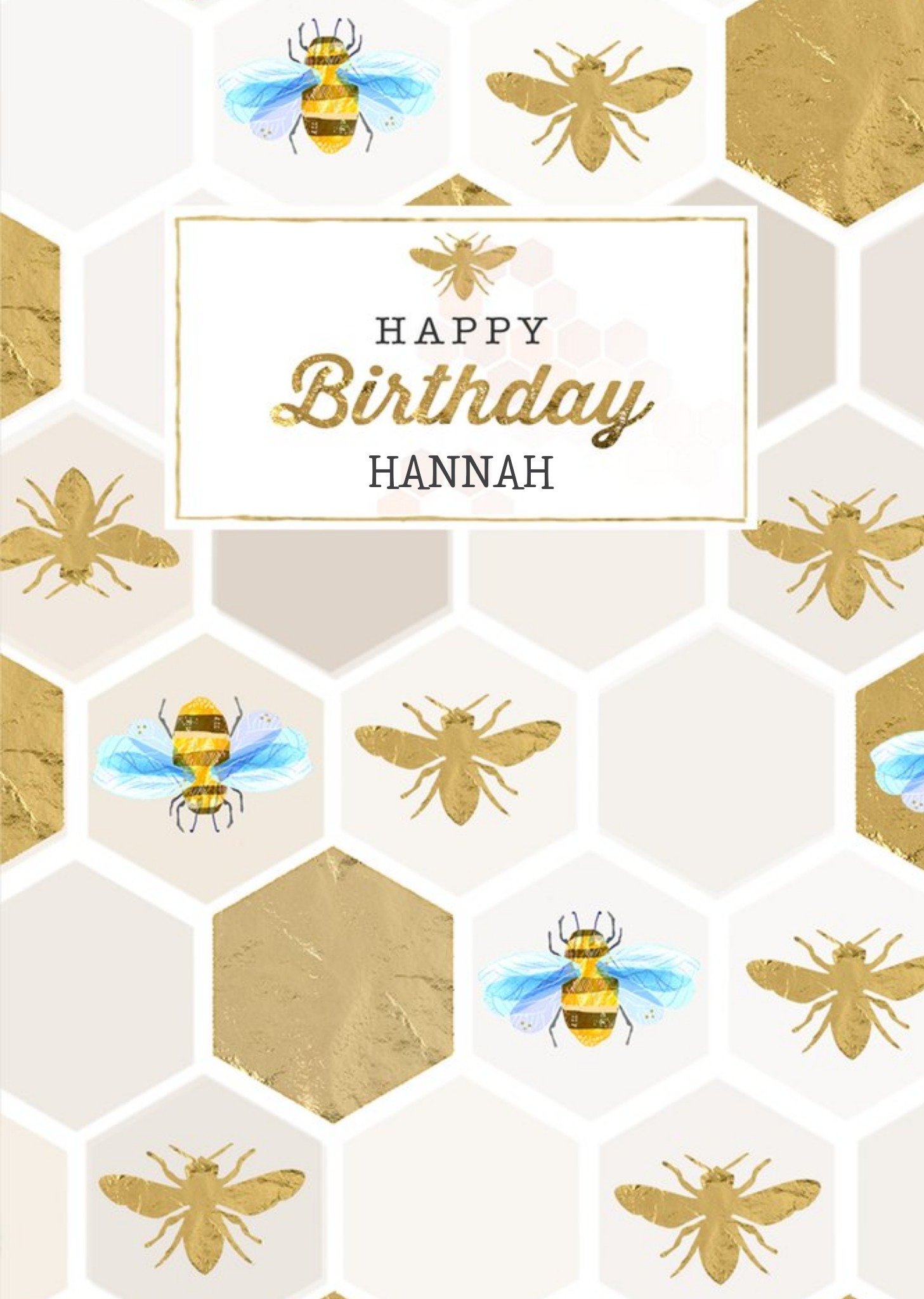 Moonpig Honeycomb Bees Personalised Birthday Card