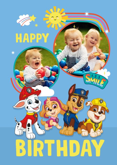 Paw Patrol Characters Photo Upload Birthday Card