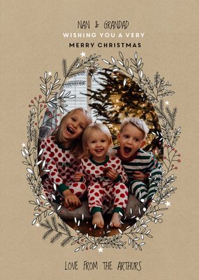 To Grandparents Scandi Drawing Photo Upload Christmas Card