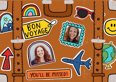 Lisa Barlow Illustrated Photo Upload Cartoon Bon Voyage Card