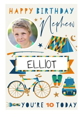 Adventure Themed Photo Upload Nephew Personalised Birthday Card