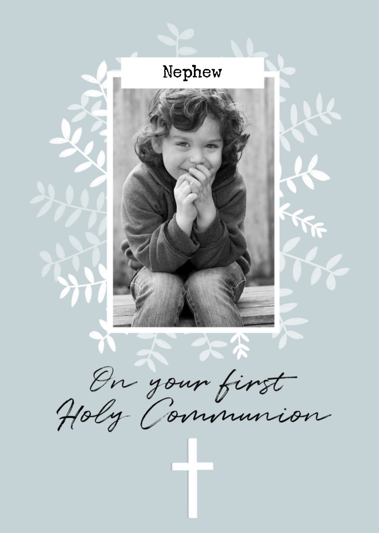 Moonpig White Foliage First Holy Communion Photo Upload Card