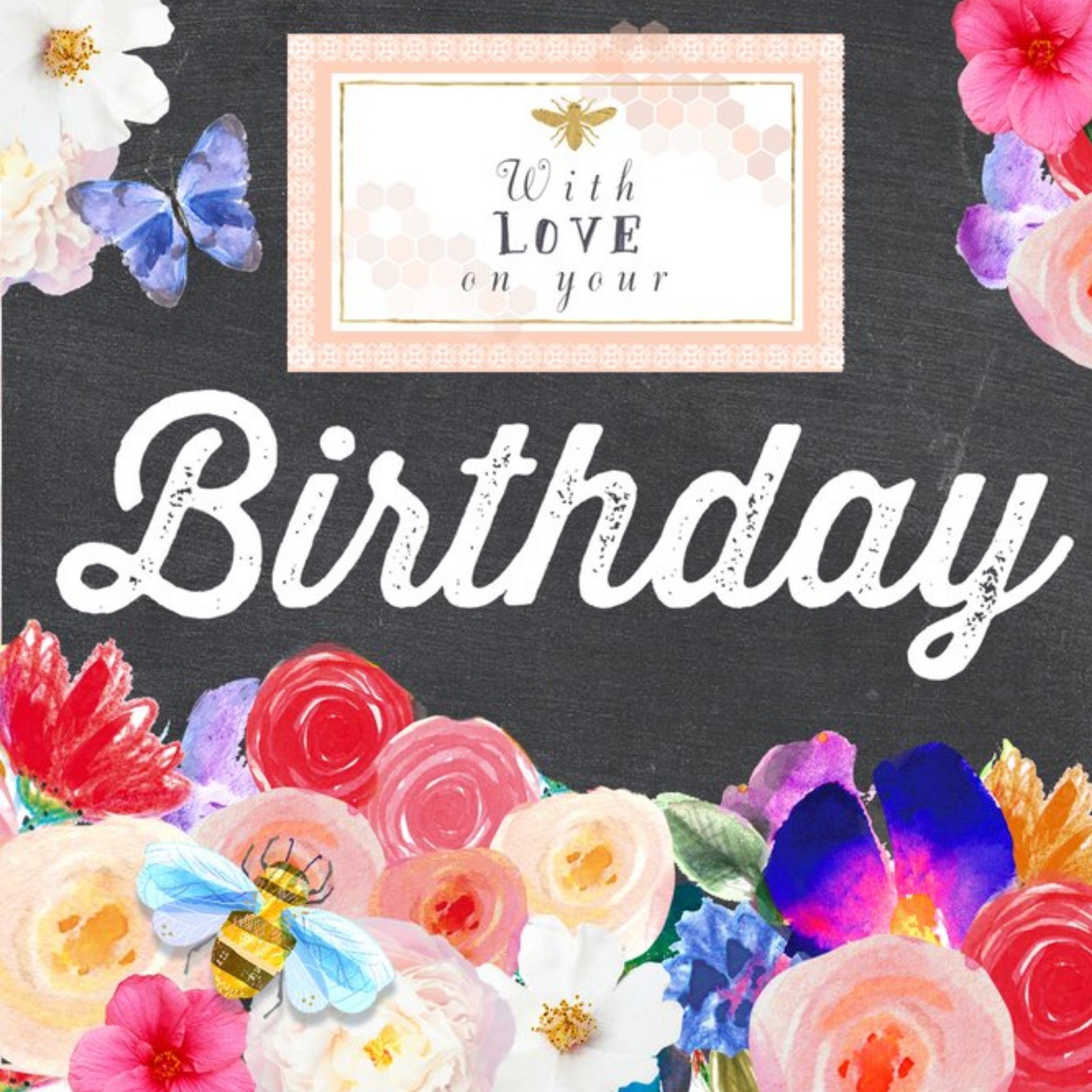 Moonpig Flowers And Insects With Love Personalised Happy Birthday Card