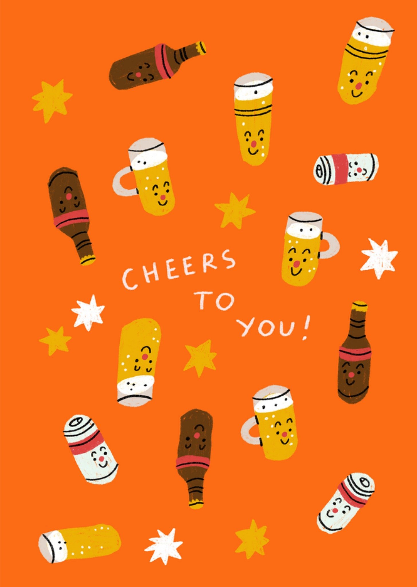 Moonpig Cheers To You Beer Illustrated Birthday Card