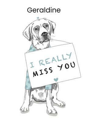 Dotty Dog Art Thinking of you Dog Trendy Miss You Cute Card