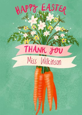 Cake And Crayons Illustrated Carrot Flowers Easter Thank You Card