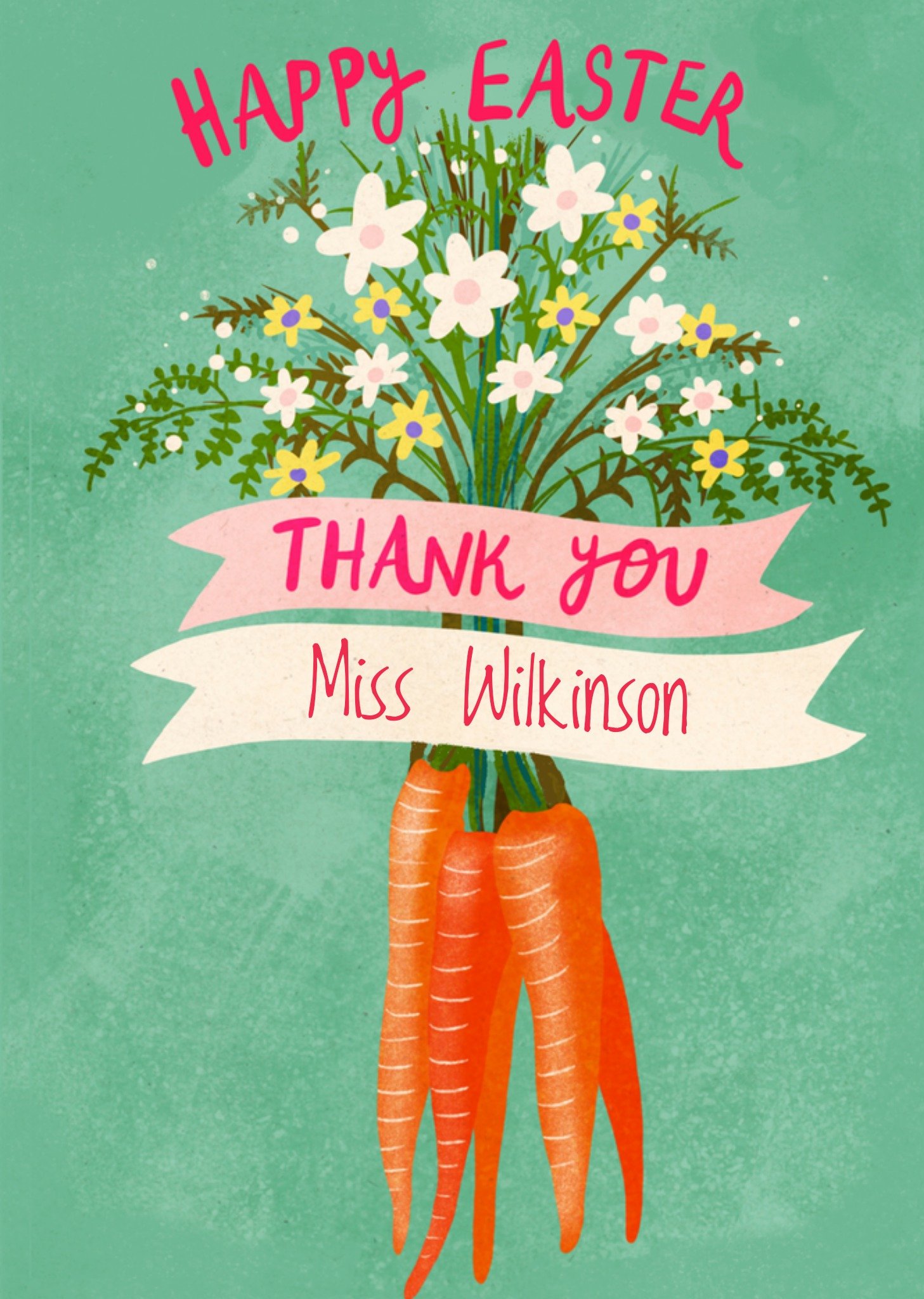 Moonpig Cake And Crayons Illustrated Carrot Flowers Easter Thank You Card, Large