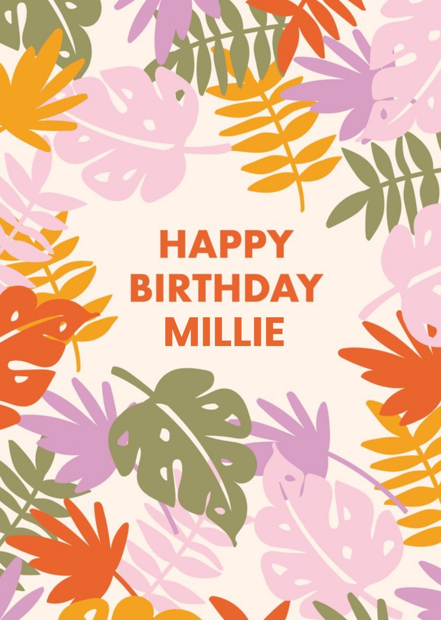 Moonpig Abstract Illustration Leaves Birthday Australia Card