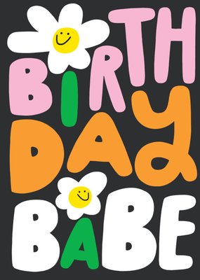 Birthday Babe Bold Colourful Daisy Typography Card