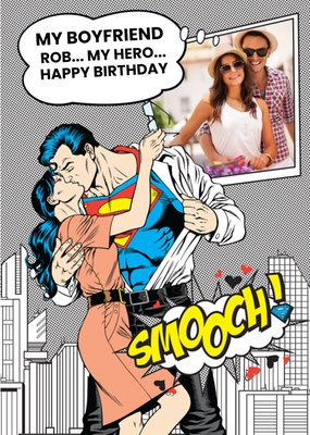 Superman My Hero Personalised Photo Upload Happy Birthday Card