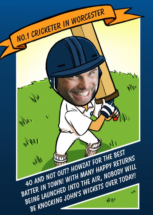 Birthday Card - Face In The Hole - Male - Photo Upload - Sport - Cricket