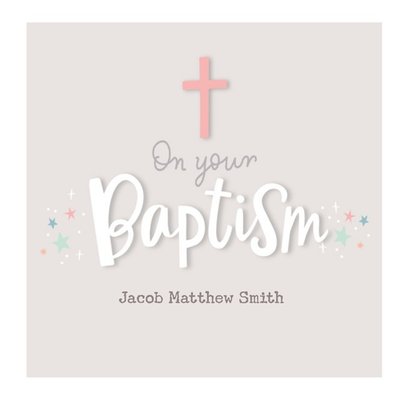 Modern Colourful Lettering Christening Religious Male Female Card