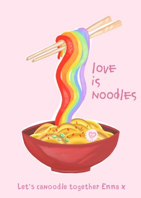 Illustrated Love Is Noodles Pride Rainbow Someone Special One I Love Birthday Card