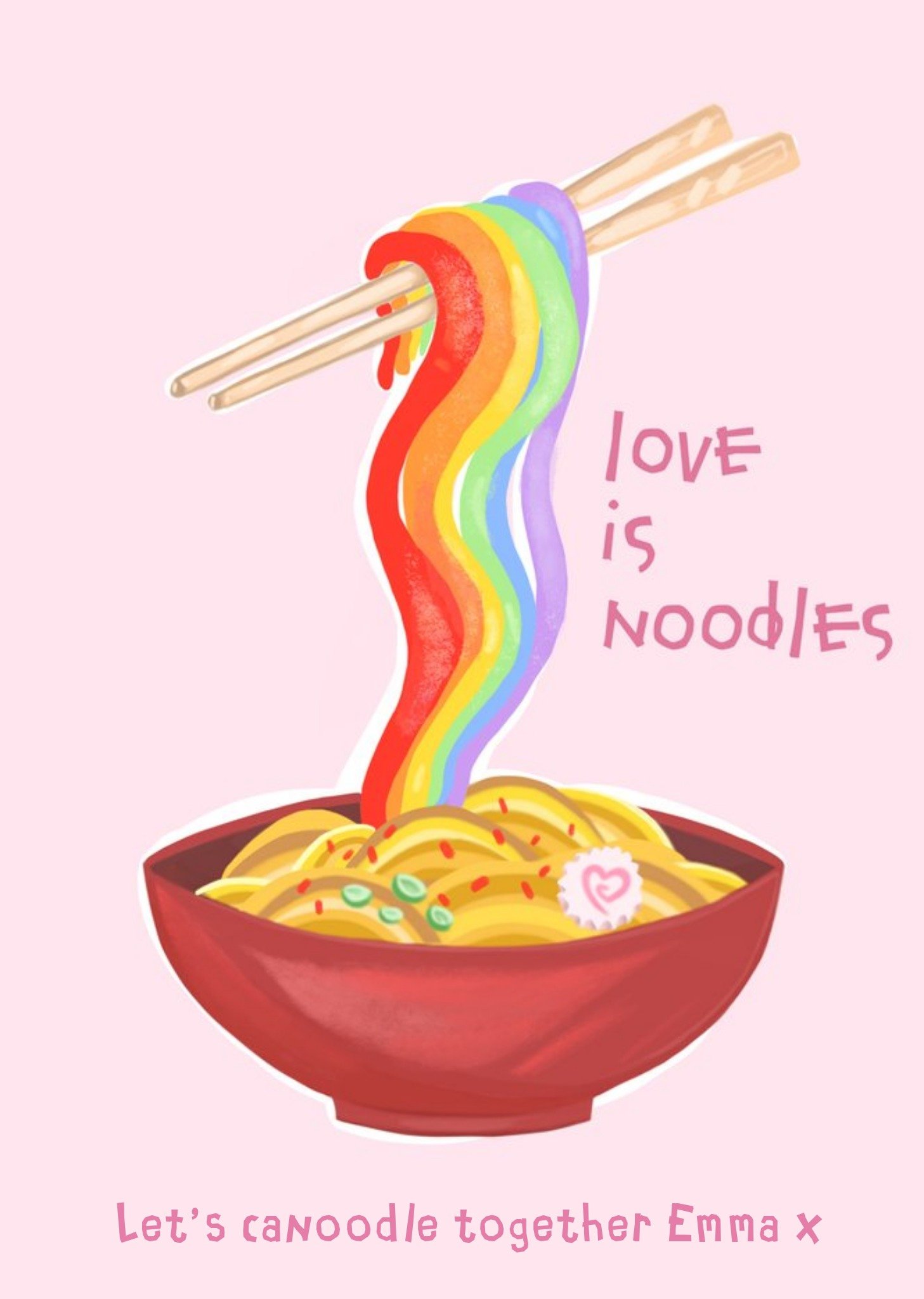 Moonpig Illustrated Love Is Noodles Pride Rainbow Someone Special One I Love Birthday Card