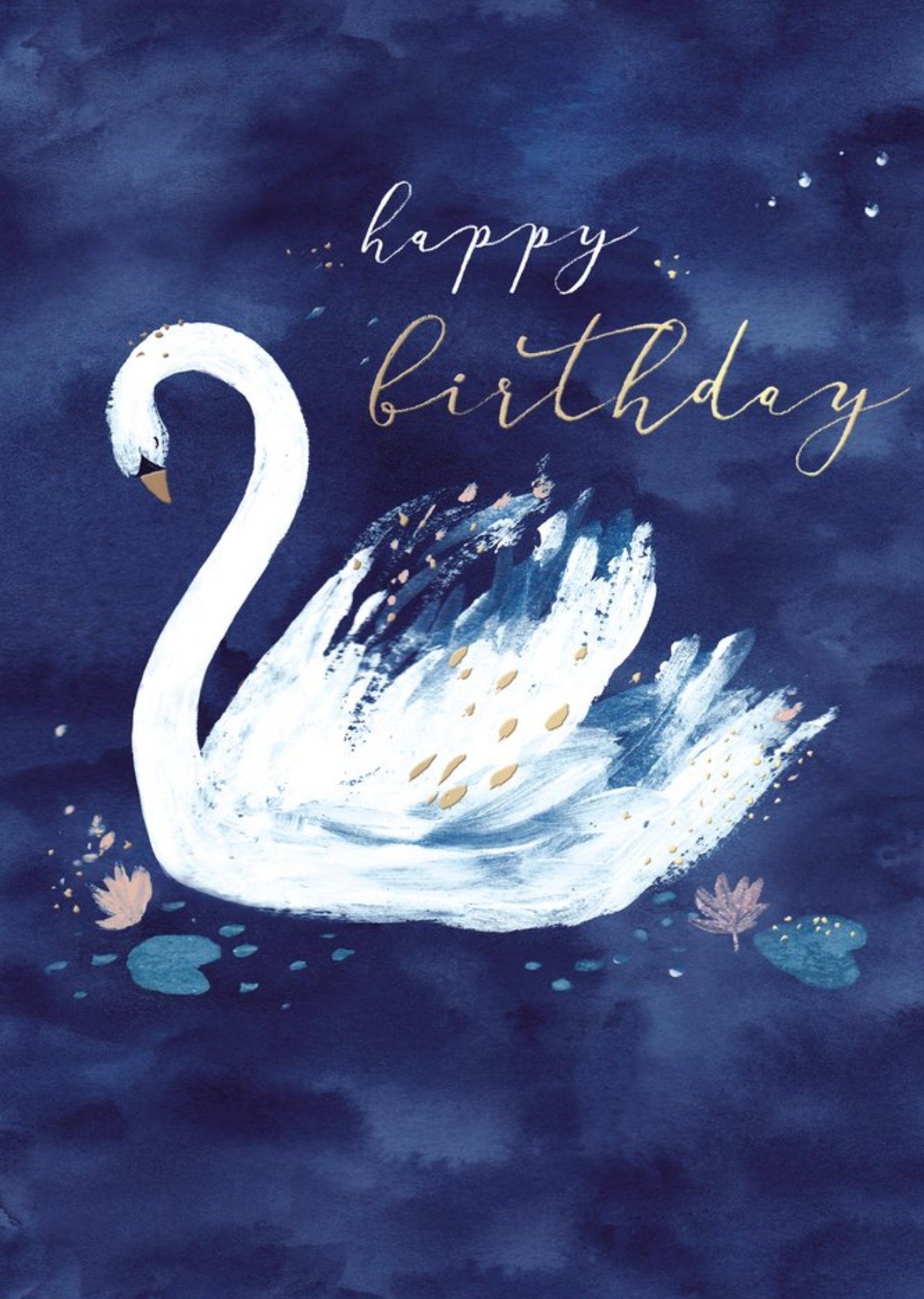Moonpig Painted Swan Happy Birthday Card