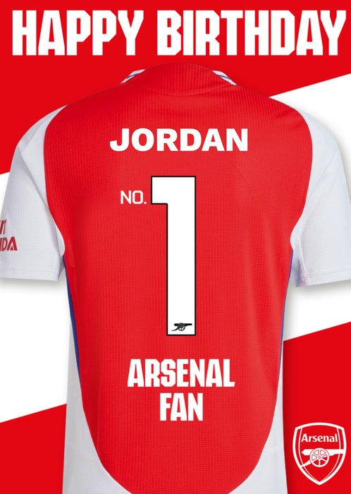 No1 Arsenal Fan Jersey Happy Birthday Card