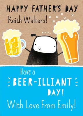 Cute Illustration of a Sheep Holding Beers Beer Illiant Day Personalised Fathers Day Card