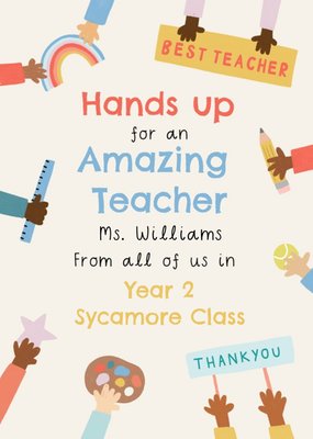 Hands Up For An Amazing Teacher Card