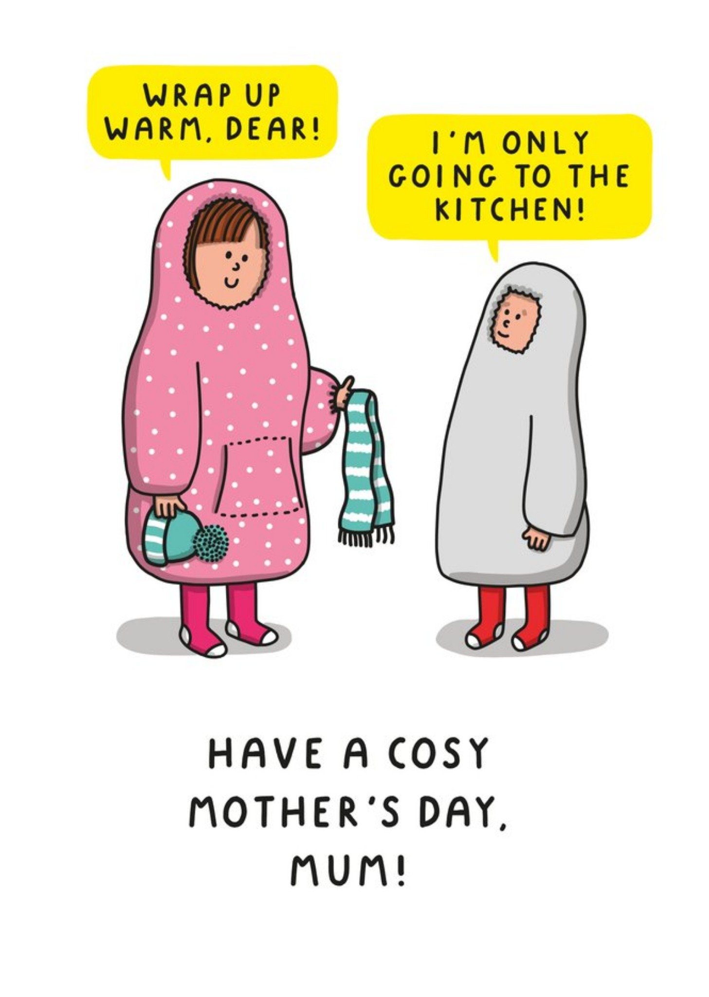 Moonpig Illustration Of Mother And Child Wearing Oodies Humorous Mother's Day Card