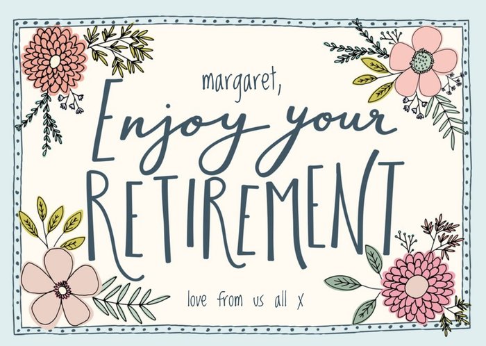 Floral Illustration With Bees Retirement Card