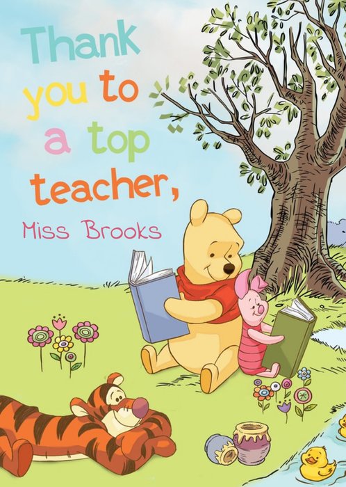 Disney Winnie The Pooh Thank You Top Teacher Personalised Card