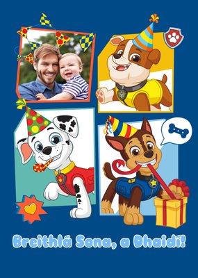 Paw Patrol Breithlá Sona, A Dhaidí Photo Upload Birthday Card