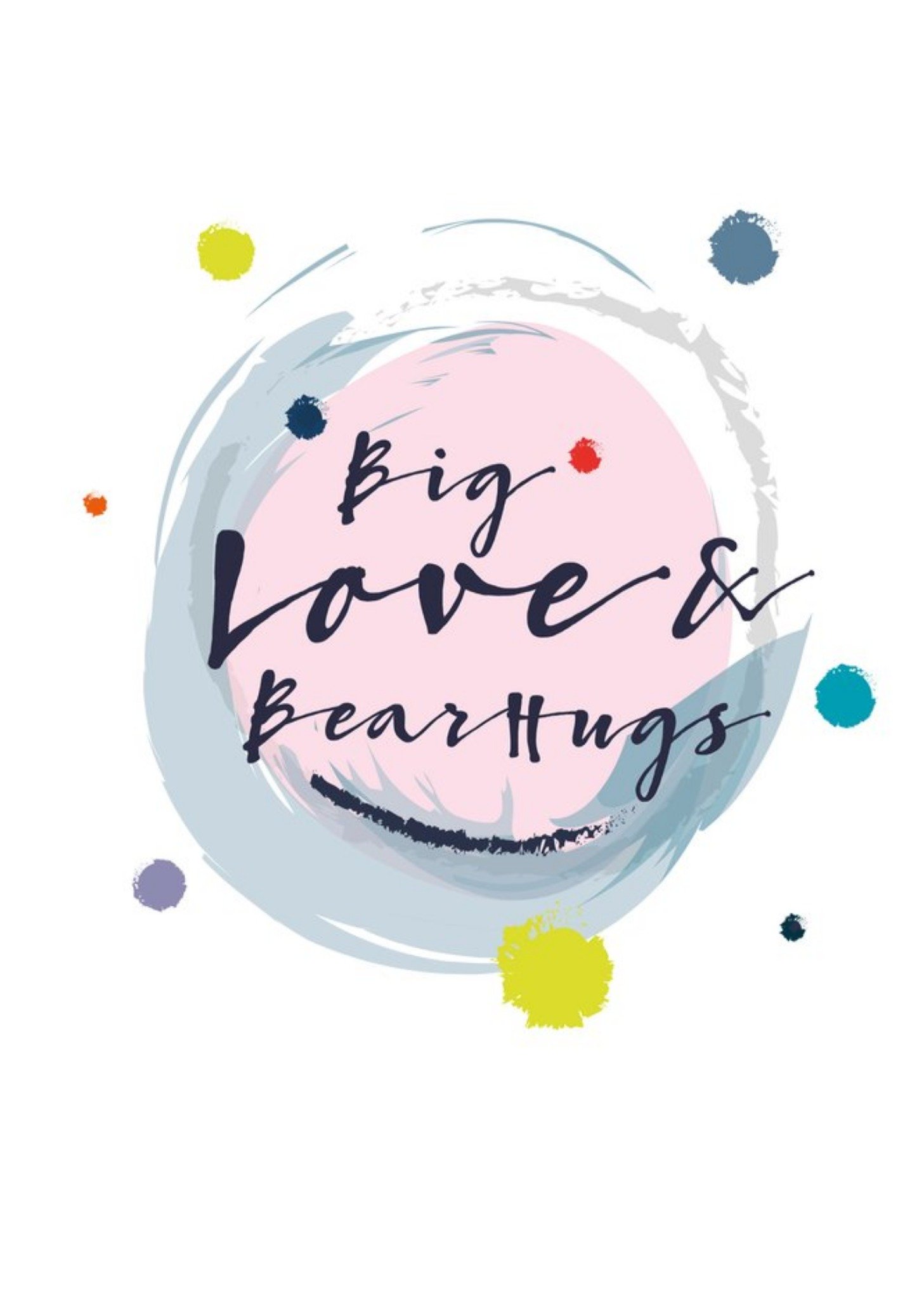 Moonpig Modern Watercolour Paint Effect Big Love And Bear Hugs Thinking Of You Card