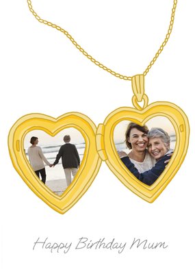 Gold Locket Photo Upload Birthday Card