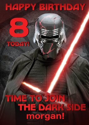 Star Wars Episode 9 The Rise of Skywalker Kylo Ren Dark side personalised 8 today birthday card