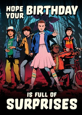 Stranger Things Hope Your Birthday Full Of Surprises Illustrated Card