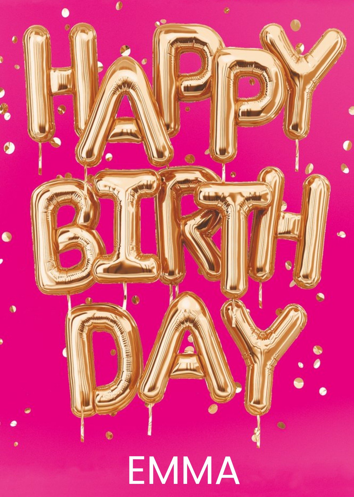 Moonpig Gold Balloon Typography On A Pink Background Birthday Card