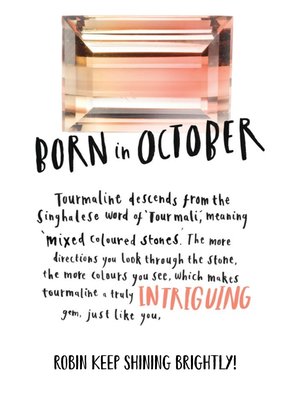 Born In October Personalised Birthday Card