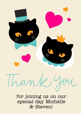 Scatterbrain Illustrated Cats Married Thank You Wedding Card