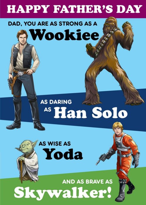 Star Wars Wookiee Hans Yoda Skywalker Fathers Day Card