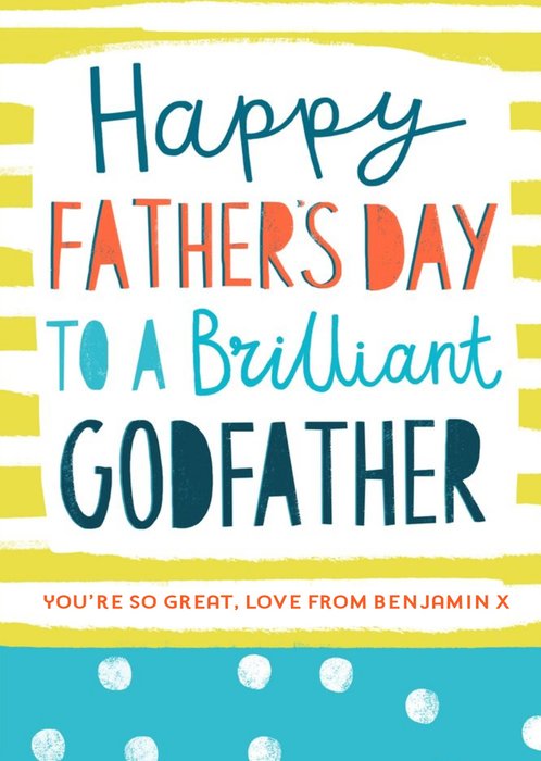 Modern Typographic Happy Father's Day card for a Brilliant Godfather