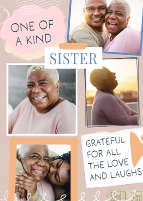 One Of A Kind Sister Scrapbook Effect Photo Upload Birthday Card