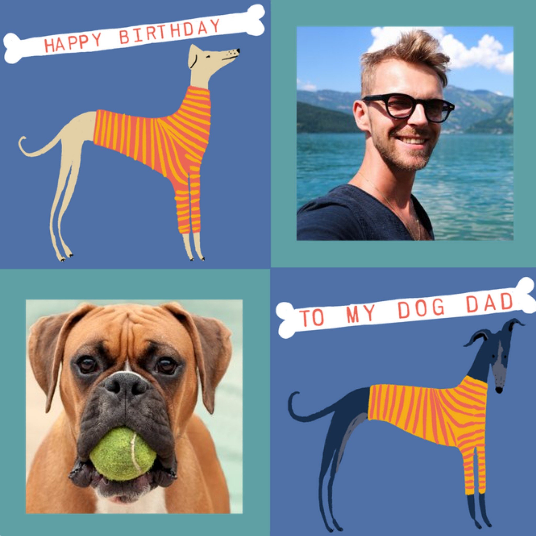Moonpig Illustrated Dogs To My Dog Dad Photo Upload Father's Day Card