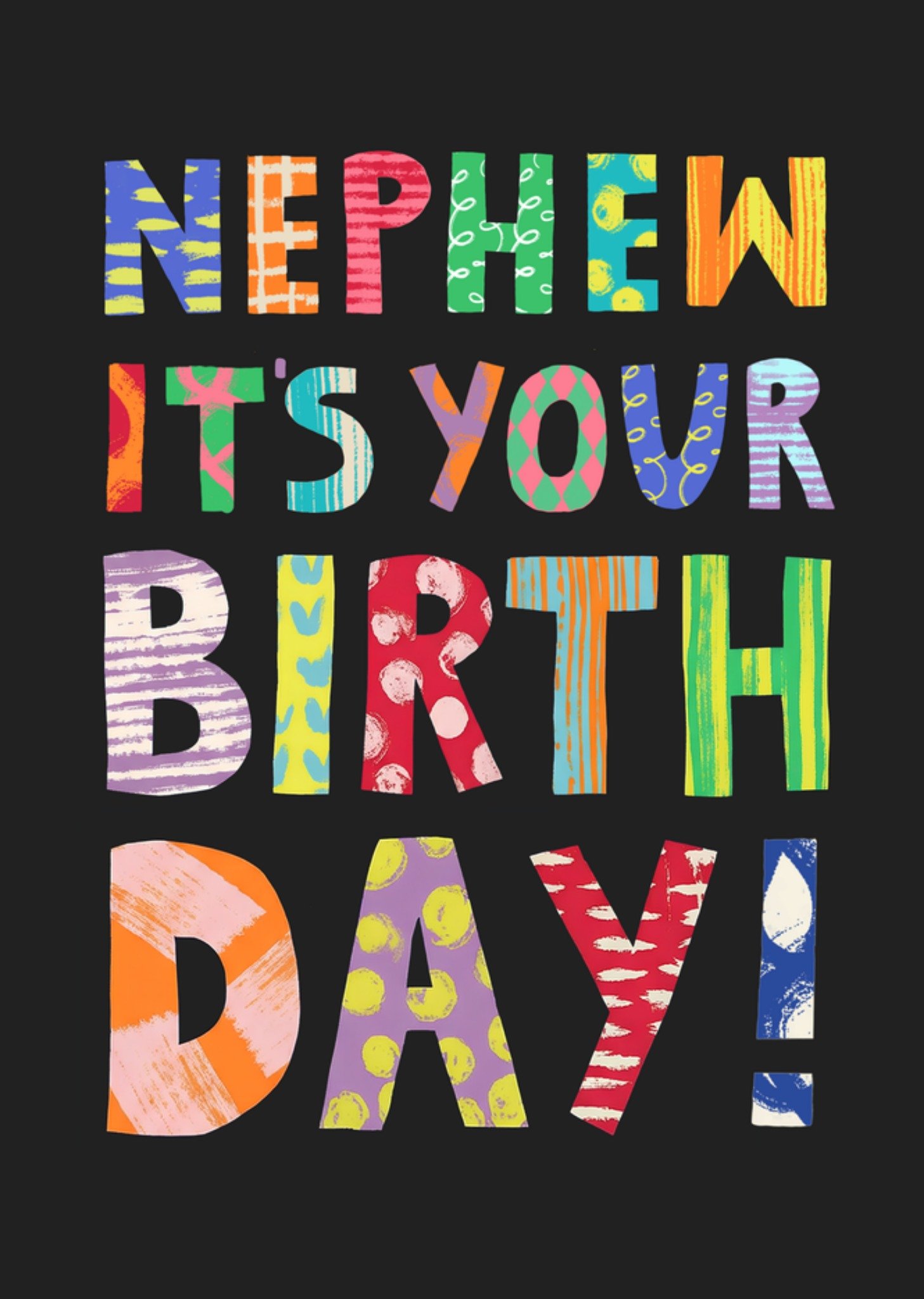 Moonpig Bold & Bright Nephew It's Your Birthday Typography Card