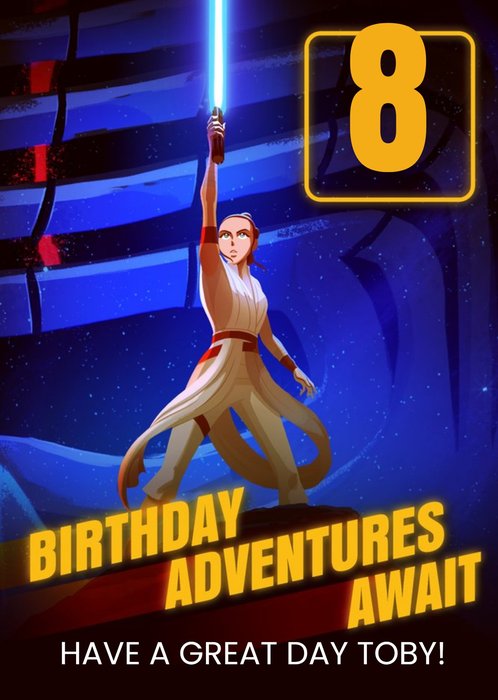 Star Wars Rey 8th Birthday Card