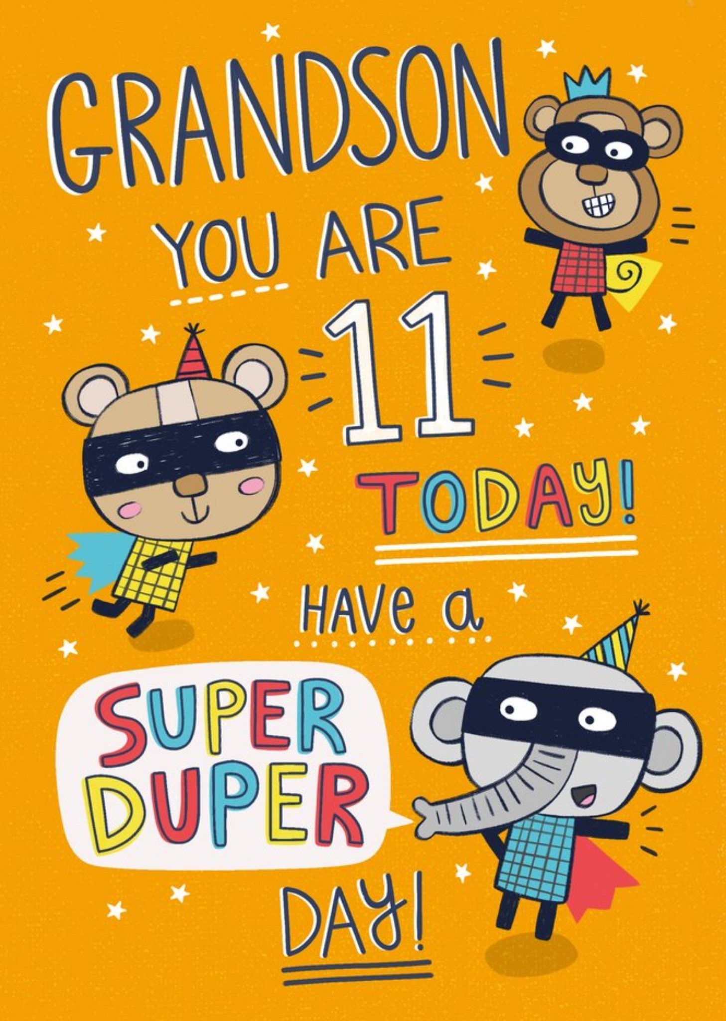 Moonpig Animal Illustrations Grandson You Are 11 Today Have A Super Day Birthday Card