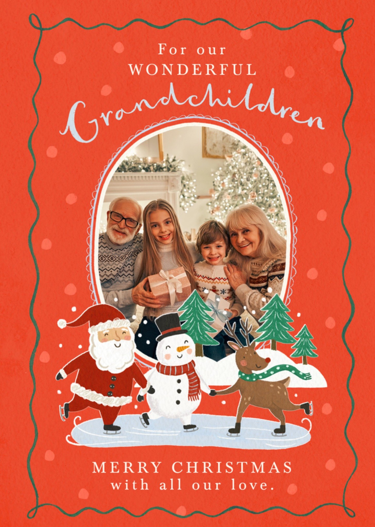 Moonpig For Our Wonderful Grandchildren Illustrated Photo Upload Christmas Card