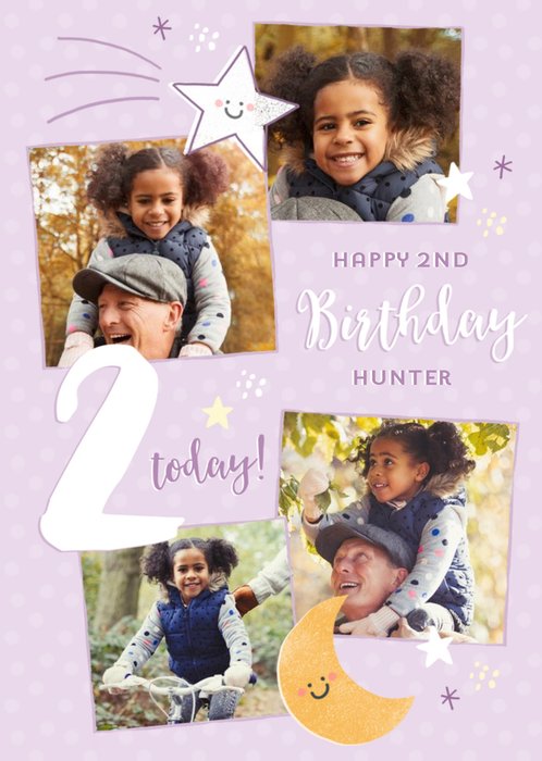 Cute 2nd Birthday Photo Upload Birthday Card