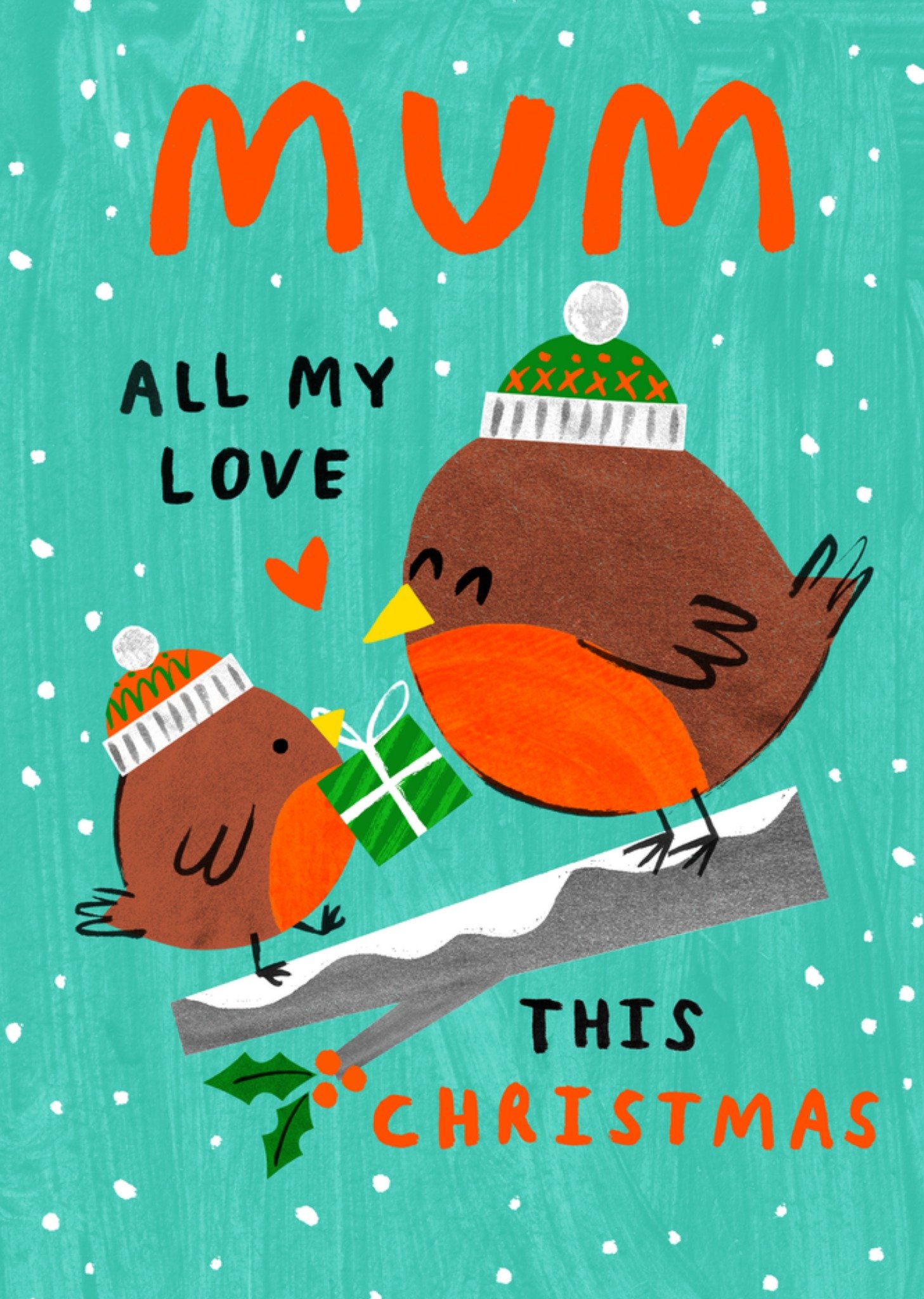Moonpig Mum All My Love This Christmas Illustrated Robins Card